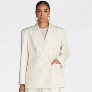 KBB The David Blazer Cream Size L Structured Minimalist NWT